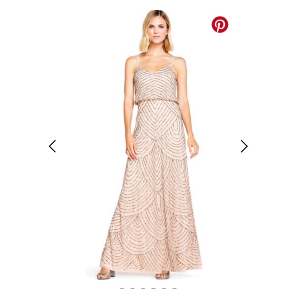 Adrianna Papell Art Deco Blouson Beaded Gown